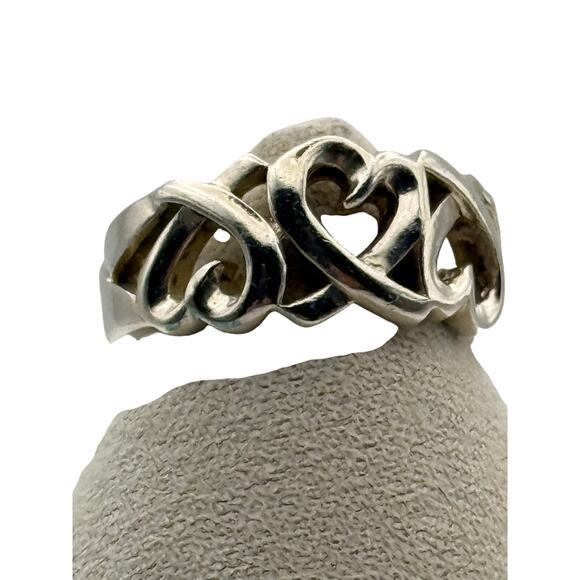 Tiffany & Co. Triple Loving Heart Ring with Box and Storage Pouch SZ 5.5 - Picture 2 of 11
